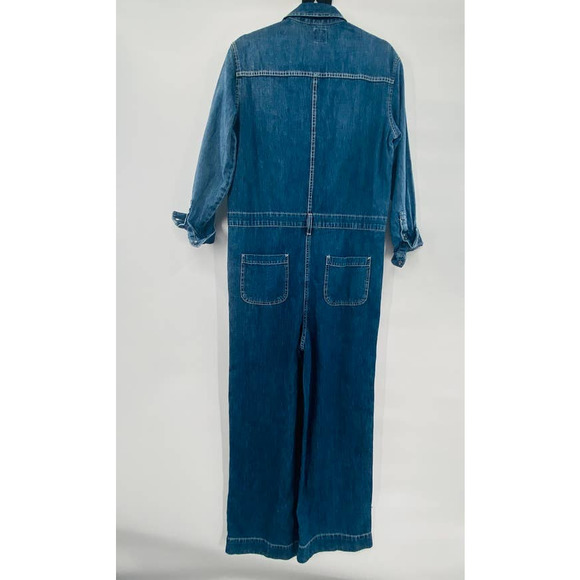 Gap Blue Utility Jumpsuit Denim Carwash Romper Medium Wash Size 2 Wide Leg - Picture 4 of 10